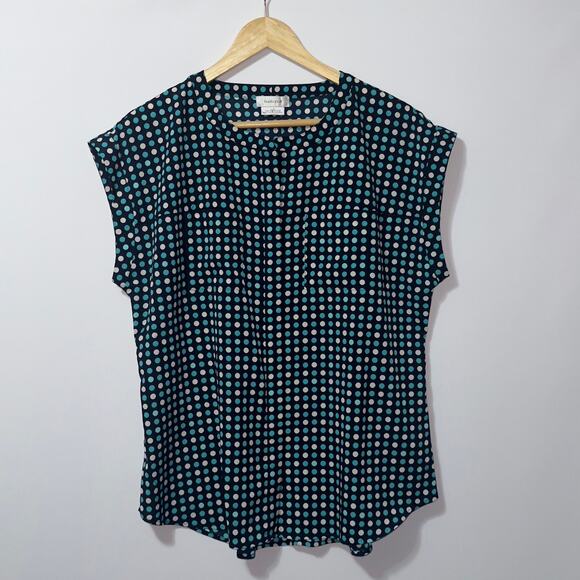 Van Heusen Polkadot Button Down Blouse women’s size large - Picture 1 of 6
